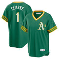 Athletics #1 Denzel Clarke Player Kelly Green Cooperstown Collection T-shirt Game Ddoa Stitched Jerseys