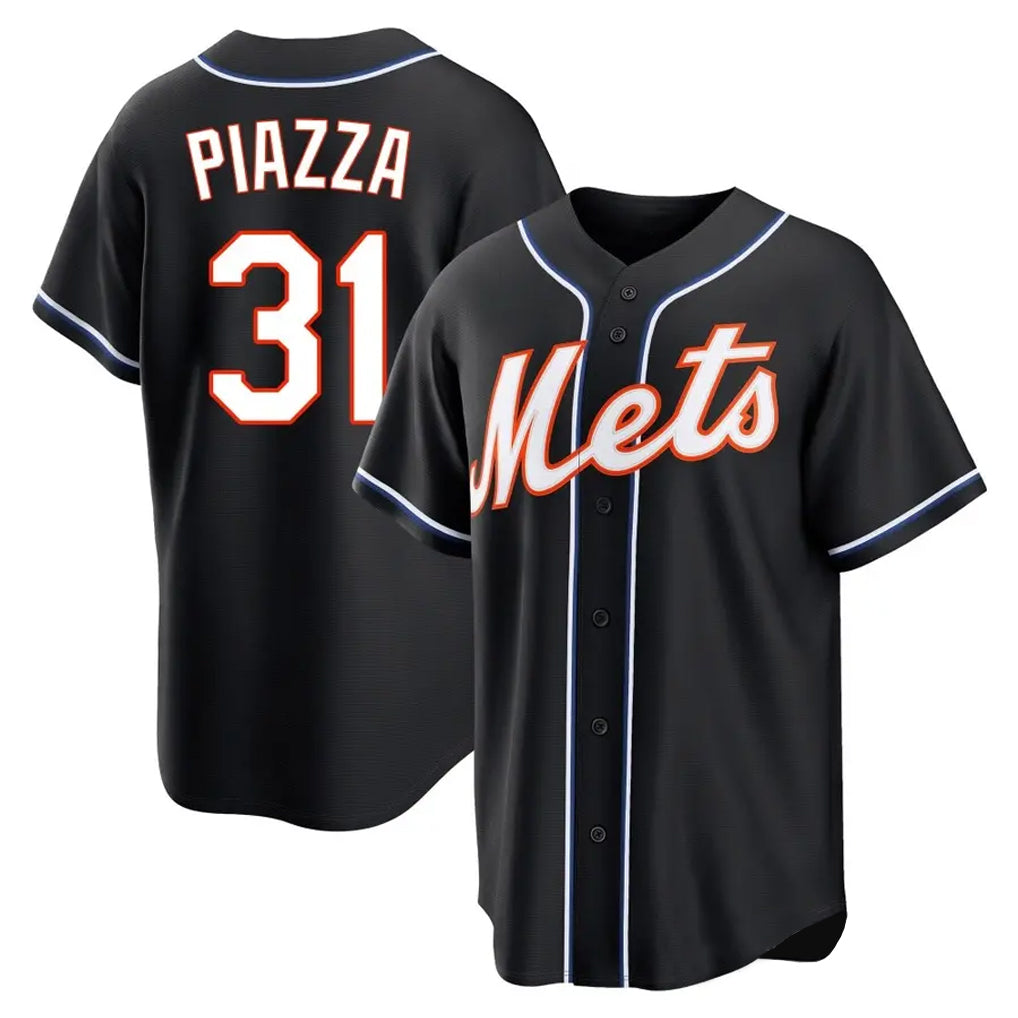 NY.Mets #31 Mike Piazza Player Black Fashion Out Game Ddoa Stitched Jerseys