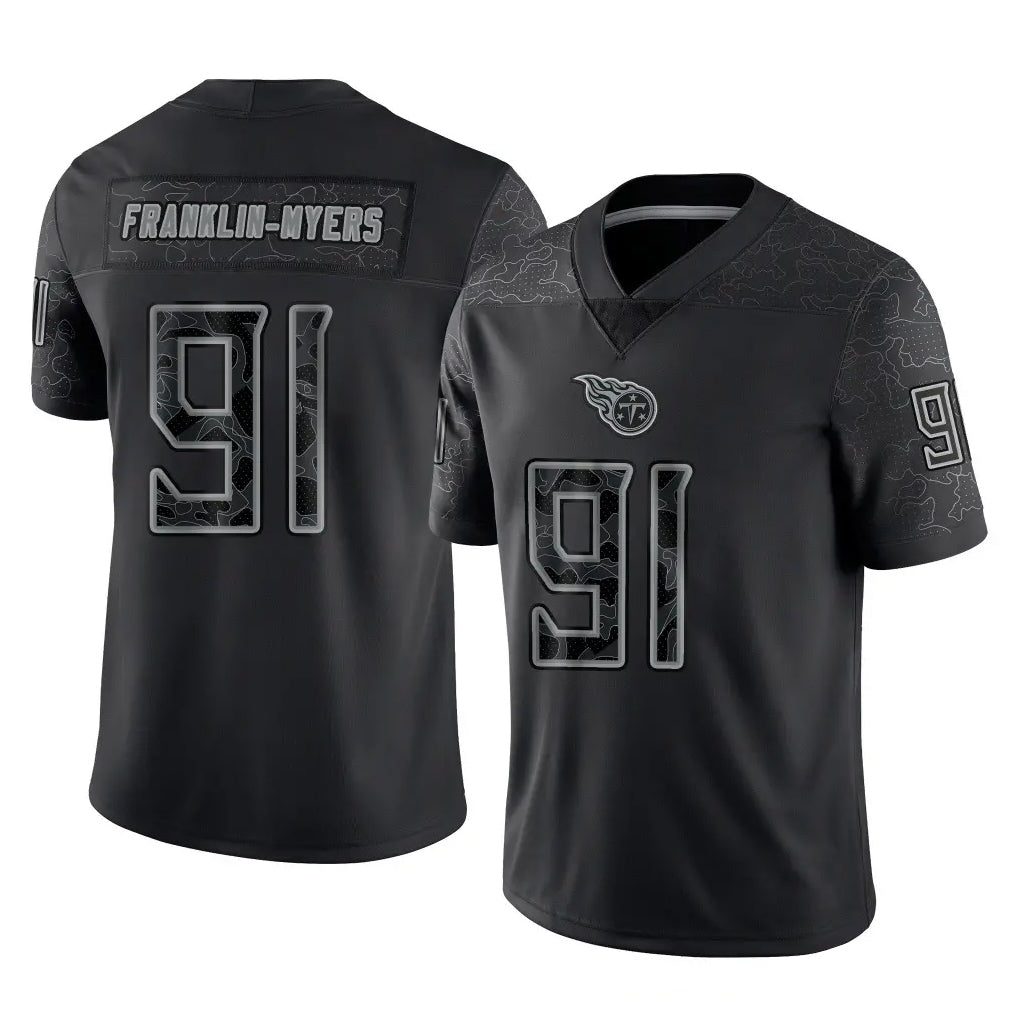 T.Titans #91 John Franklin-Myers Player Black Limited Reflective Home Game Ddoa Stitched Jerseys