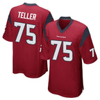 H.Texans #75 Wyatt Teller Player Red Home Game Ddoa Stitched Jerseys