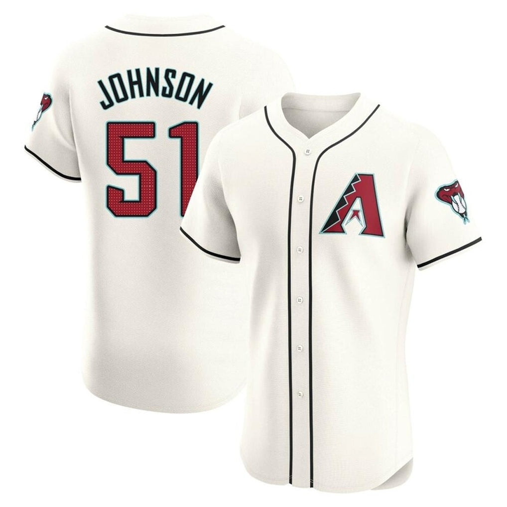 A.Diamondbacks #51 Randy Johnson Player Cream Limited Elite Home Game Ddoa Stitched Jerseys