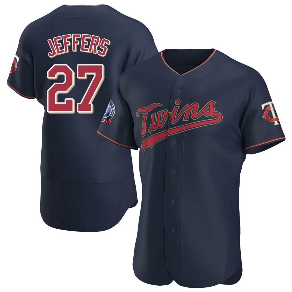 M.Twins #27 Ryan Jeffers Player Navy 60th Home Limited Elite Ddoa Stitched Jerseys