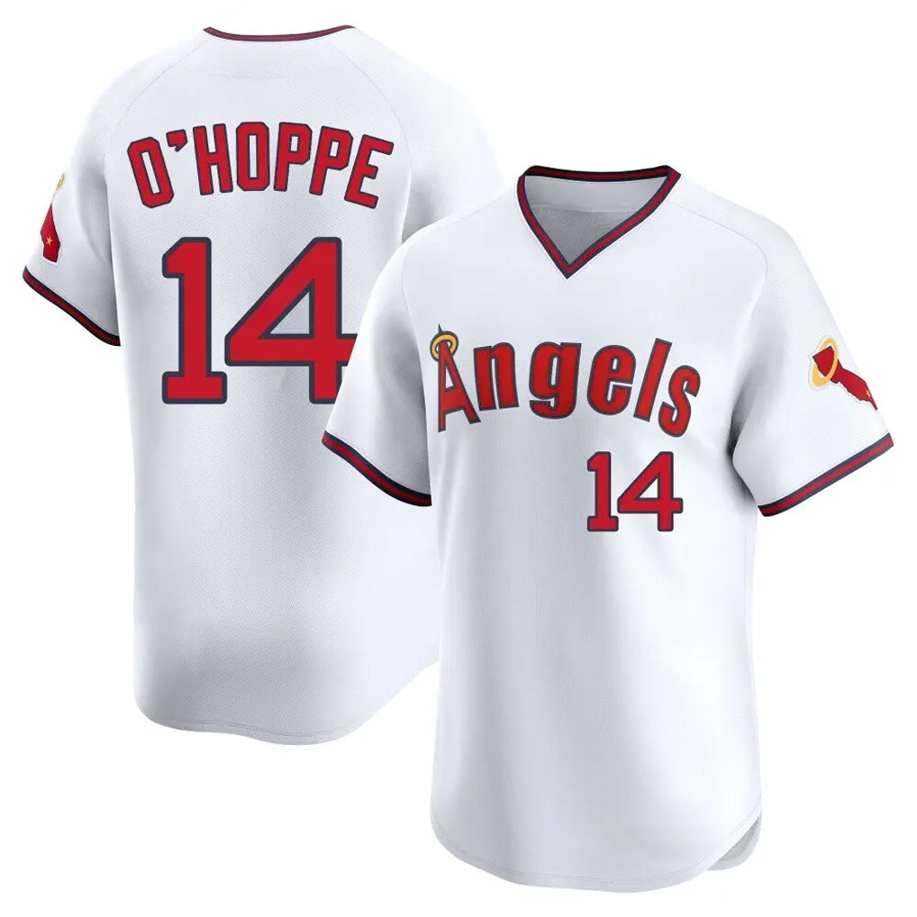 LA.Angels #14 Logan O'Hoppe Player White T-shirt Home Limited Ddoa Stitched Jerseys