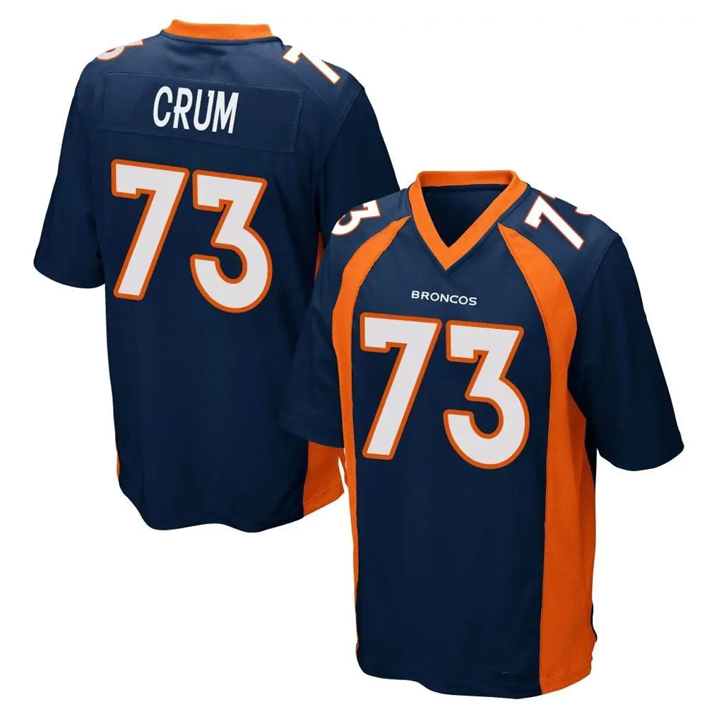 D.Broncos #73 Frank Crum Player Navy Game Ddoa Stitched Jerseys
