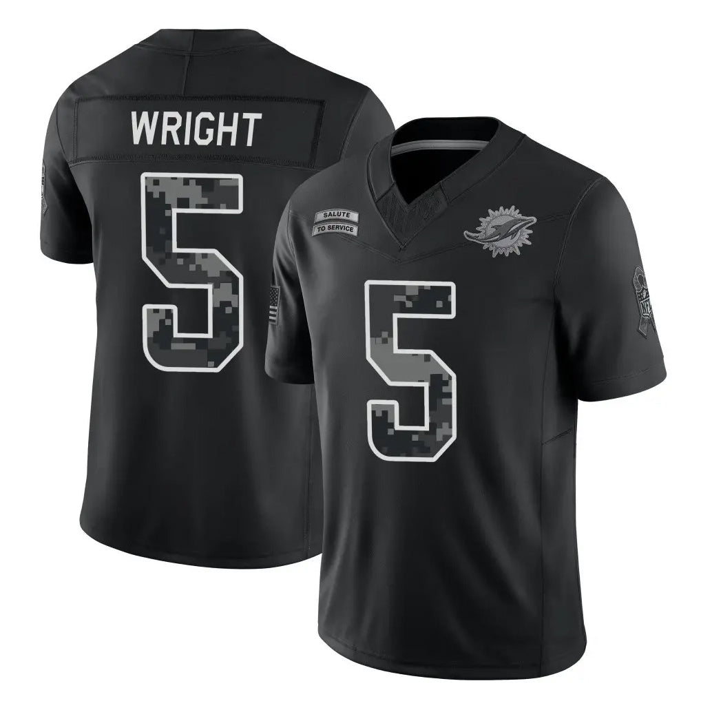 M.Dolphins #5 Jaylen Wright Player Black Limited 2026 Salute to Service Home Game Ddoa Stitched Jerseys