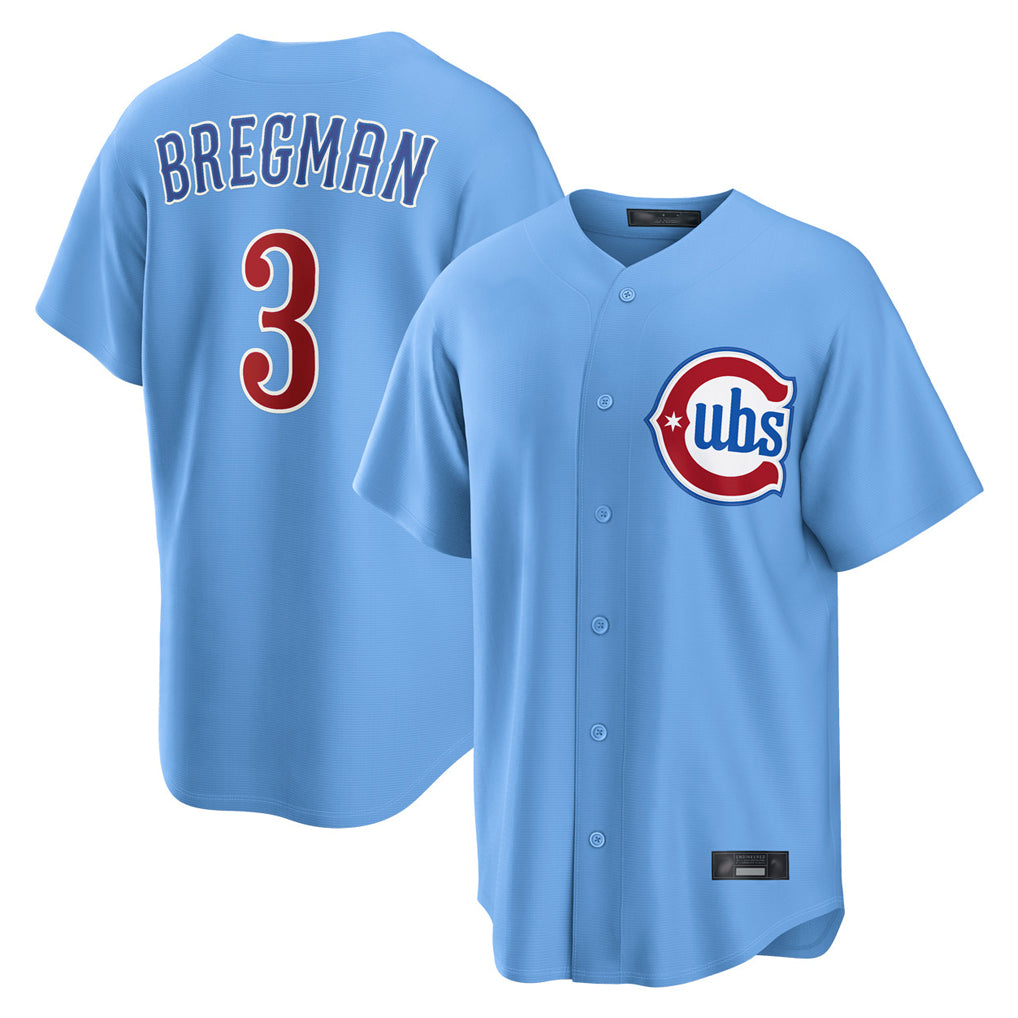 C.Cubs #3 Alex Bregman Player Light Blue Home Game Ddoa Stitched Jerseys