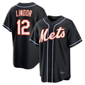 NY.Mets #12 Francisco Lindor Player Black Fashion Out Game Ddoa Stitched Jerseys