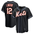 NY.Mets #12 Francisco Lindor Player Black Fashion Out Game Ddoa Stitched Jerseys
