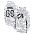 LA.Rams #69 Kevin Dotson Player Arctic Camo Salute to Service Hoodies Limited Game Ddoa Stitched Jerseys