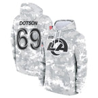 LA.Rams #69 Kevin Dotson Player Arctic Camo Salute to Service Hoodies Limited Game Ddoa Stitched Jerseys