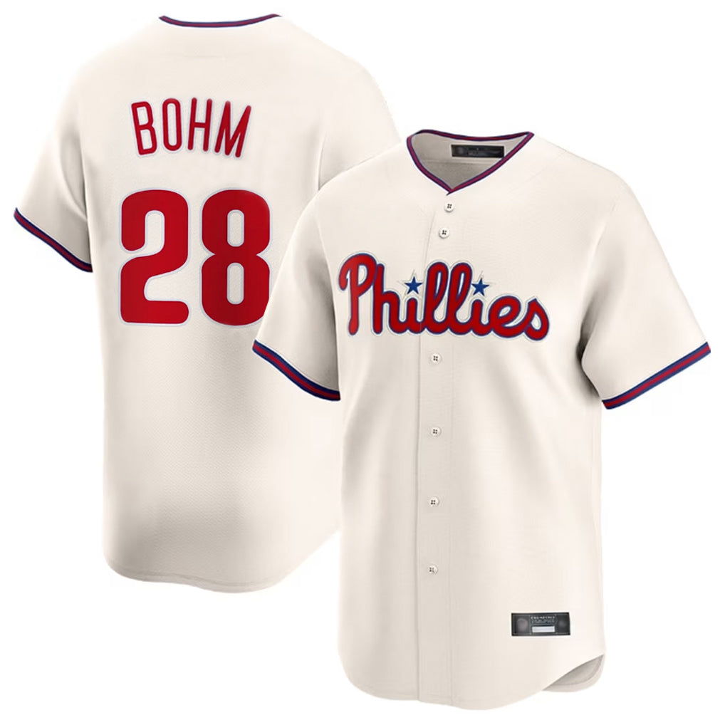 P.Phillies #28 Alec Bohm Player Cream Home Limited Ddoa Stitched Jerseys