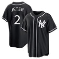 NY.Yankees #2 Derek Jeter Player Black Out Game Home Ddoa Stitched Jerseys