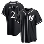 NY.Yankees #2 Derek Jeter Player Black Out Game Home Ddoa Stitched Jerseys