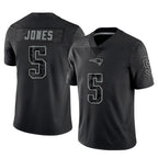 NE.Patriots #5 Dre'Mont Jones Player Black Reflective LImited Home Game Ddoa Stitched Jerseys