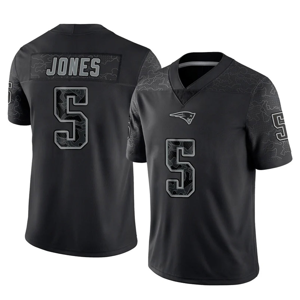 NE.Patriots #5 Dre'Mont Jones Player Black Reflective LImited Home Game Ddoa Stitched Jerseys