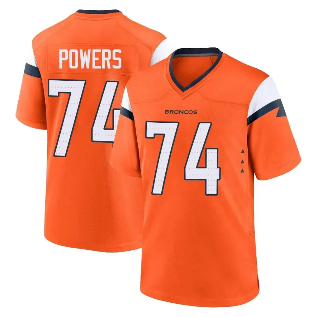 D.Broncos #74 Ben Powers Player Orange Home Game Ddoa Stitched Jerseys