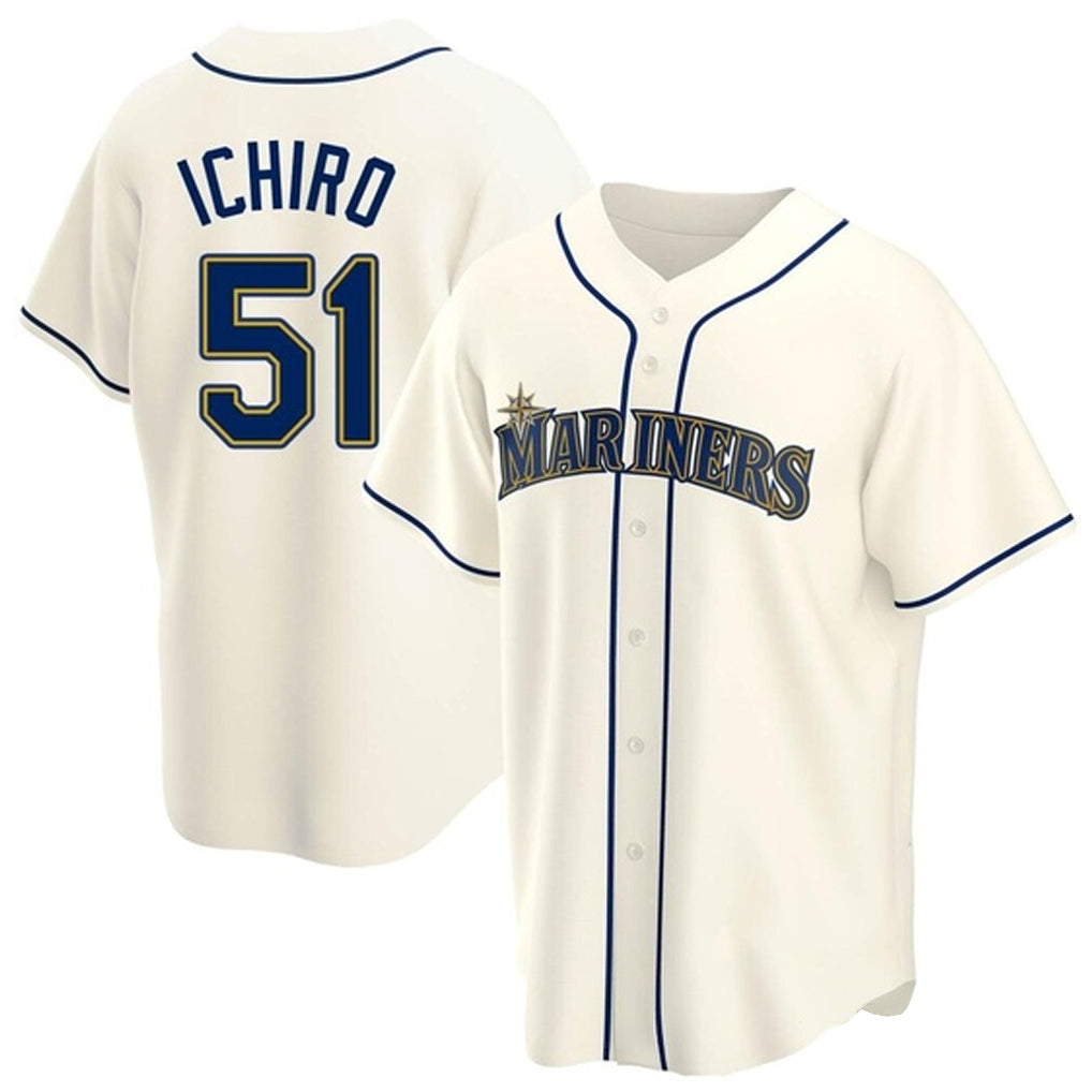 S.Mariners #51 Ichiro Suzuki Player Cream Home Game Ddoa Stitched Jerseys
