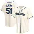 S.Mariners #51 Ichiro Suzuki Player Cream Home Game Ddoa Stitched Jerseys