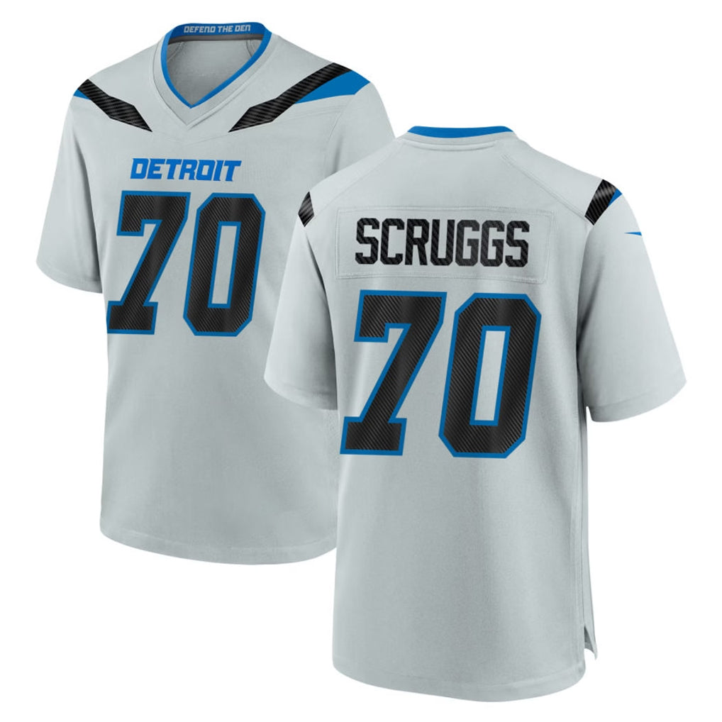 D.Lions #70 Juice Scruggs Player Silver 2026 Rivalries Collection Home Game Ddoa Stitched Jerseys