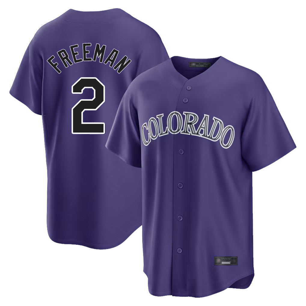 C.Rockies #2 Tyler Freeman Player Purple Game Home Ddoa Stitched Jerseys
