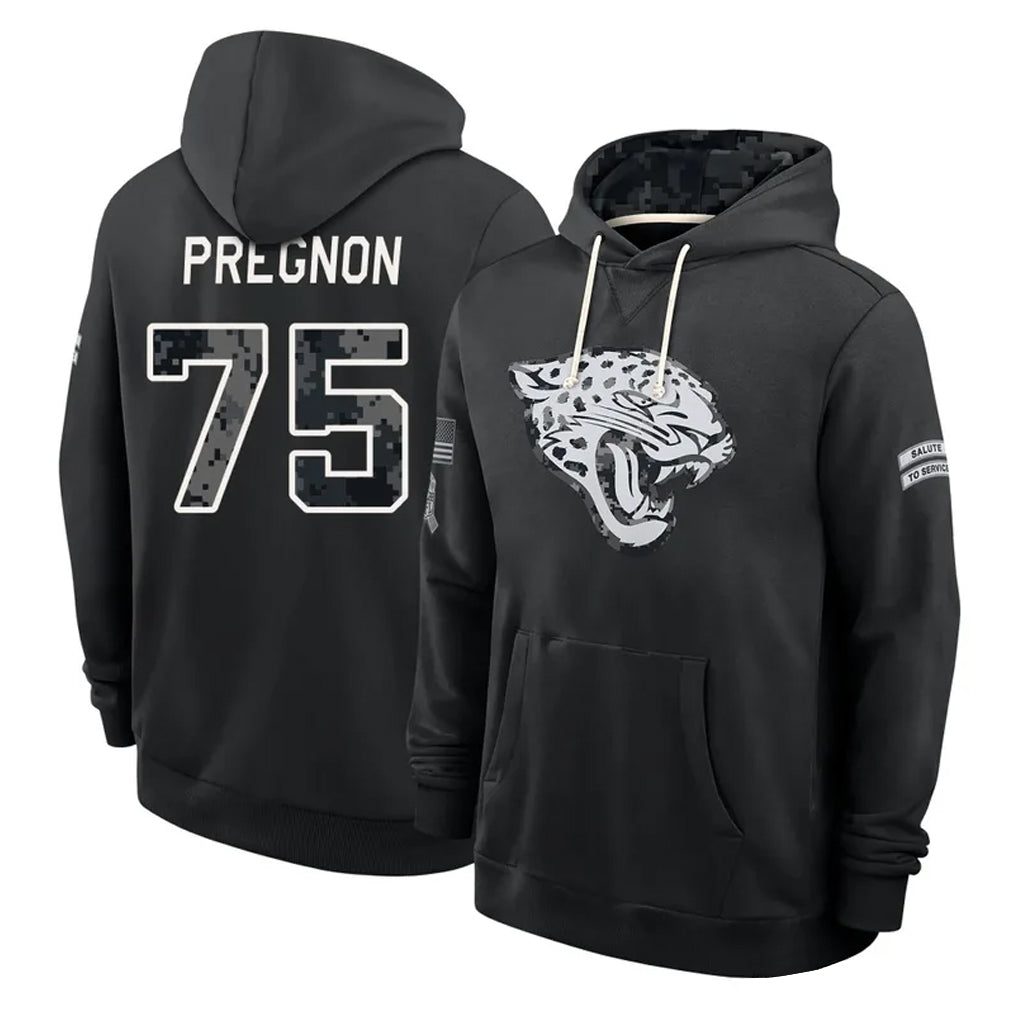 J.Jaguars #75 Emmanuel Pregnon Player 2026 Black Logo Pullover Hoodies Limited Game Ddoa Stitched Jerseys