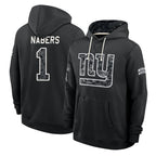 NY.Giants #1 Malik Nabers Player 2026 Black Logo Pullover Hoodies Limited Game Ddoa Stitched Jerseys