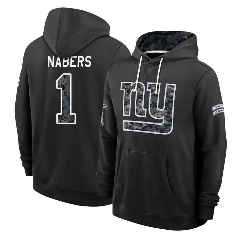 NY.Giants #1 Malik Nabers Player 2026 Black Logo Pullover Hoodies Limited Game Ddoa Stitched Jerseys
