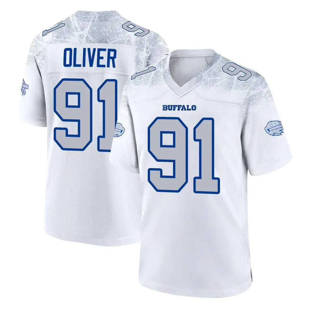 B.Bills #91 Ed Oliver Player White Rivalries Collection Game Ddoa Stitched Jerseys