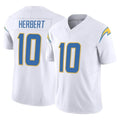 LA.Chargers #10 Justin Herbert Player White Limited Vapor F.U.S.E. Home Game Ddoa Stitched Jerseys