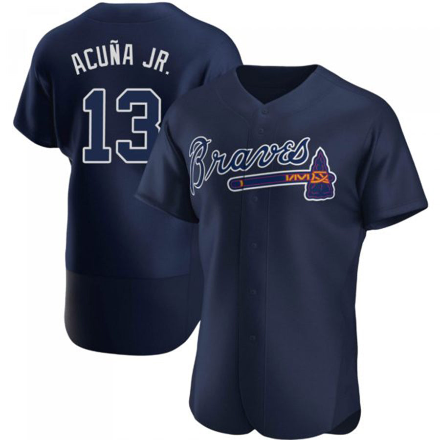 A.Braves #13 Ronald Acuna Jr. Player Navy Limited Replica Stitches Ddoa Stitched Jerseys