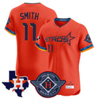H.Astros #11 Cam Smith Player Orange City Connect Texas Patch Vapor Premier Limited Elite Home Ddoa Stitched Jerseys