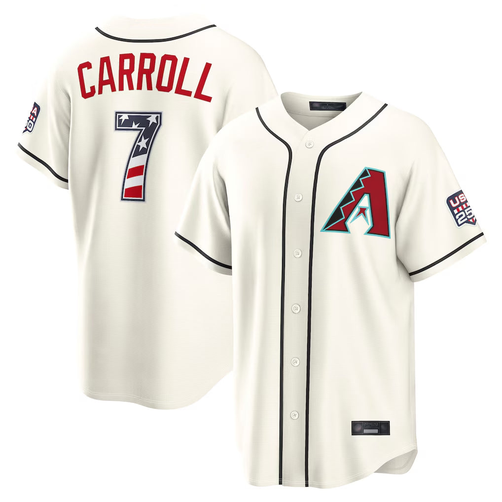 A.Diamondbacks #7 Corbin Carroll Player Cream USA 250 Fourth of July Home Game Ddoa250Ys Stitched Jerseys