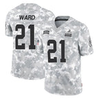 C.Browns #21 Denzel Ward Player Arctic Camo Salute to Service Limited Home Game Ddoa Stitched Jerseys