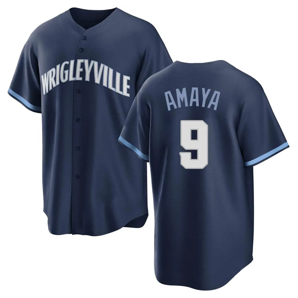 C.Cubs #9 Miguel Amaya Player Navy City Connect Home Game Ddoa Stitched Jerseys