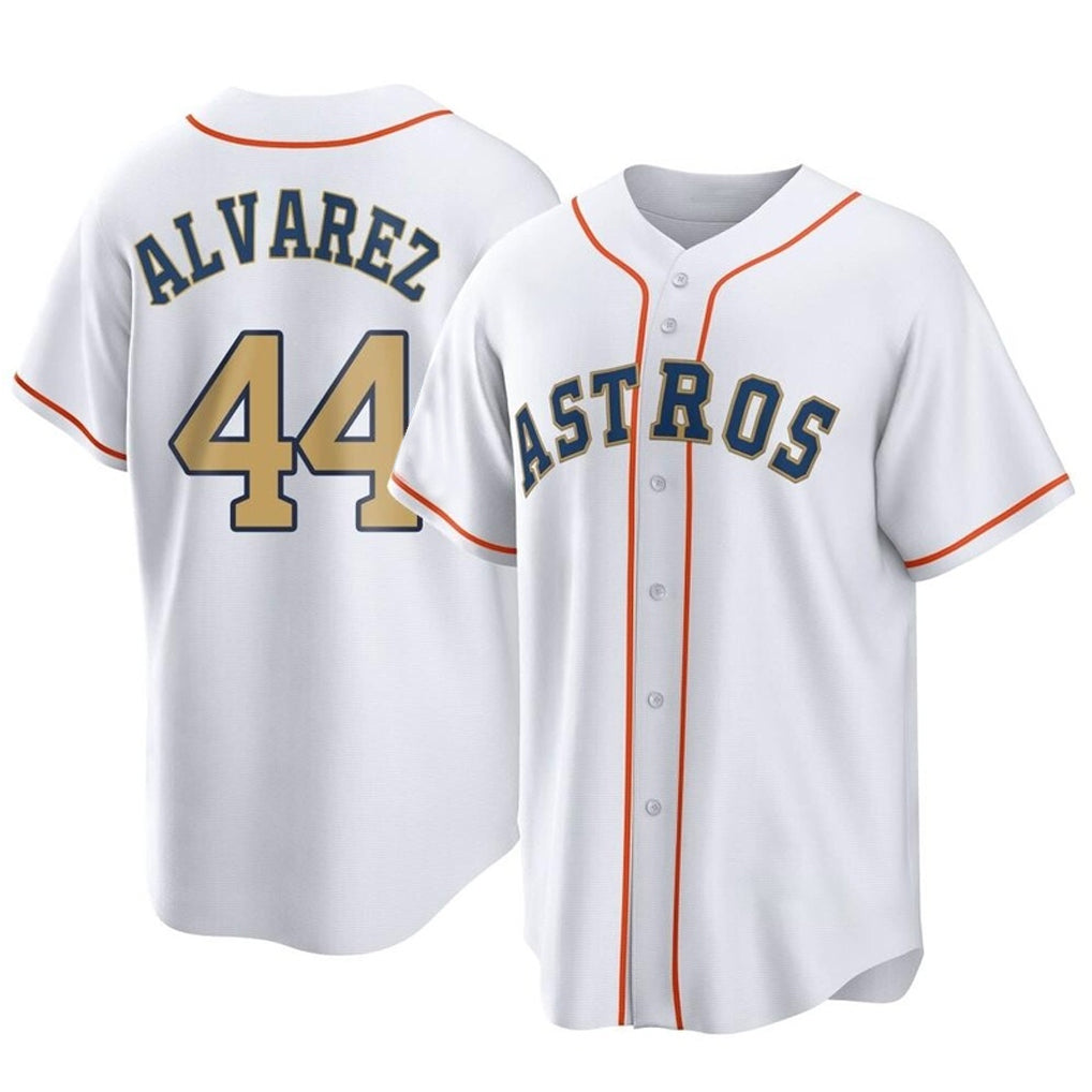 H.Astros #44 Yordan Alvarez Player Gold Collection Game Home Ddoa Stitched Jerseys