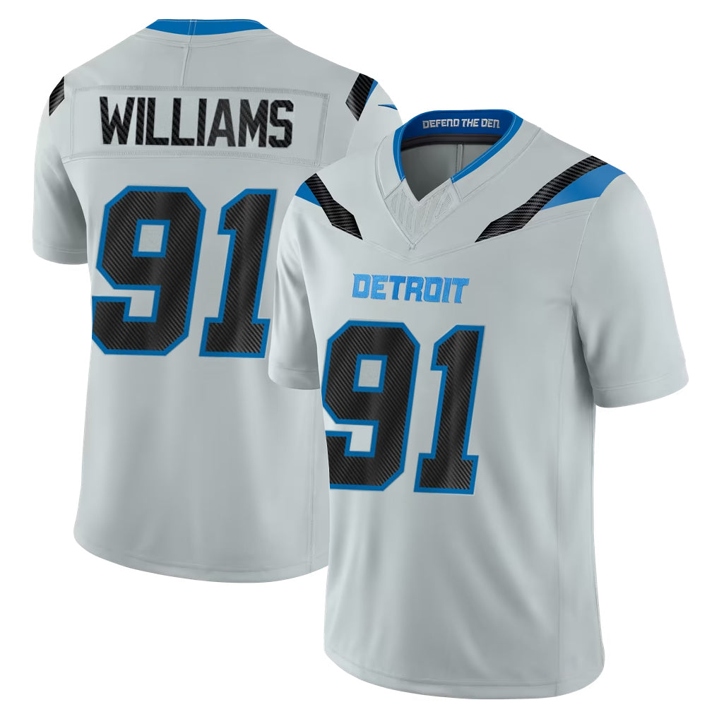 D.Lions #91 Tyleik Williams Player Silver Limited 2026 Rivalries Collection Home Game Ddoa Stitched Jerseys