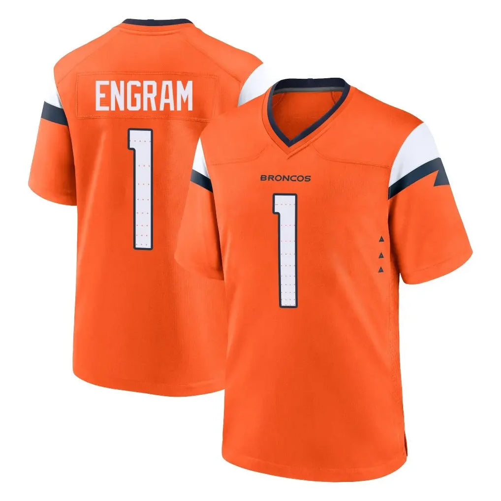 D.Broncos #1 Evan Engram Player Orange Home Game Ddoa Stitched Jerseys
