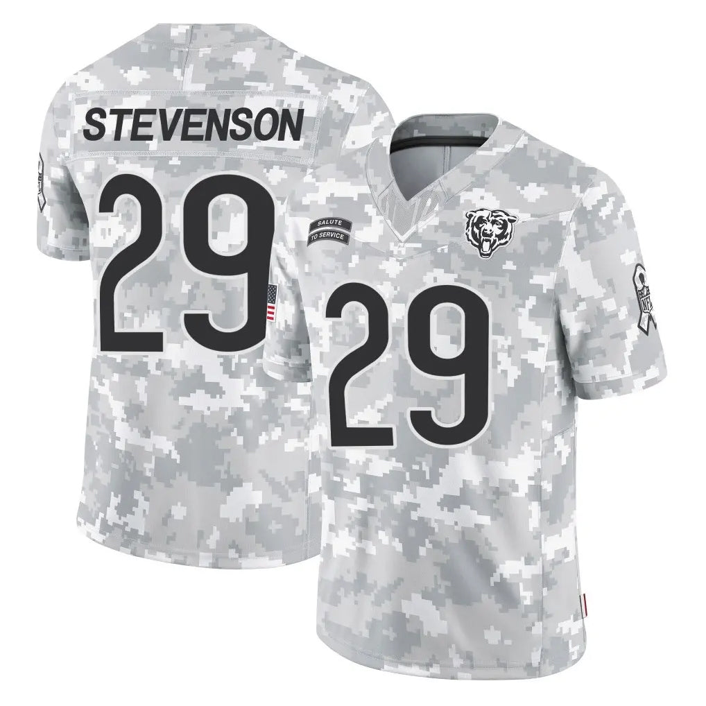 C.Bears #29 Tyrique Stevenson Player Arctic Camo Salute to Service Limited Ddoa Stitched Jerseys