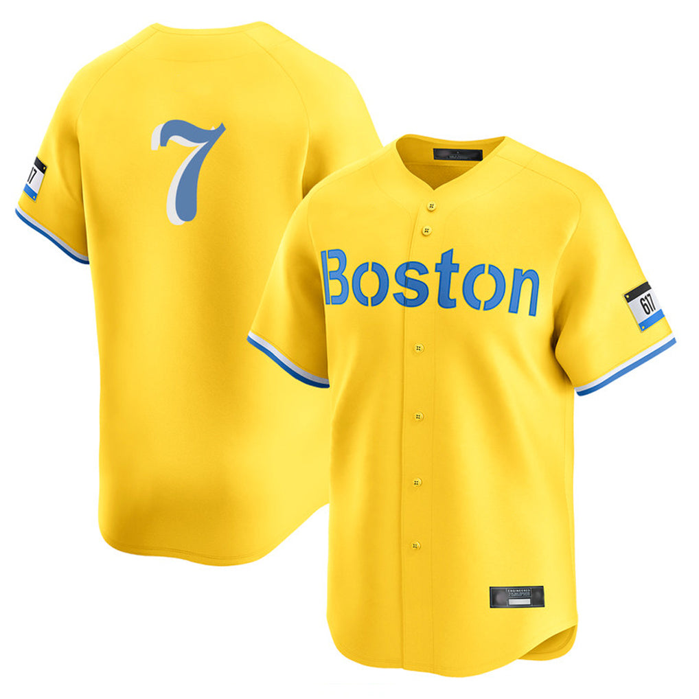 B.Red Sox #7 Masataka Yoshida Player Yellow Limited Home Game Ddoa Stitched Jerseys