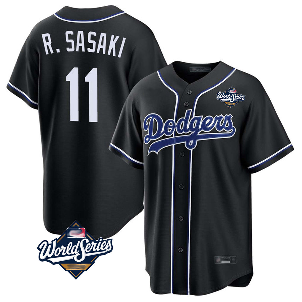 LA.Dodgers #11 Roki Sasaki Player Black World Series Carbon Limited Home Ddoa Stitched Jerseys