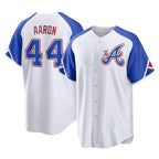 A.Braves #44 Hank Aaron Player White City Connect Home Game Ddoa Stitched Jerseys