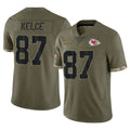KC.Chiefs #87 Travis Kelce Player Olive Salute To Service Limited Ddoa Stitched Jerseys
