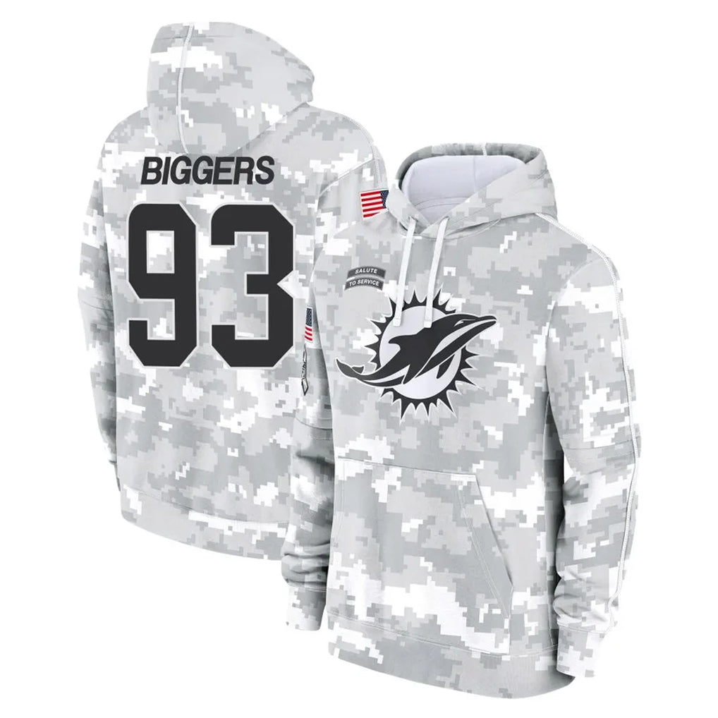 M.Dolphins #93 Zeek Biggers Player Arctic Camo Salute to Service Hoodies Limited Game Ddoa Stitched Jerseys