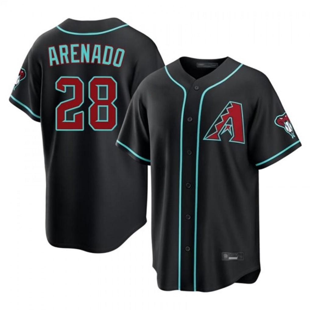 A.Diamondbacks #28 Nolan Arenado Player Black Fashion Home Game Ddoa Stitched Jerseys