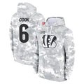 C.Bengals #6 Brian Cook Player Arctic Camo Salute to Service Pullover Hoodie Limited Ddoa Stitched Jerseys