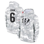 C.Bengals #6 Brian Cook Player Arctic Camo Salute to Service Pullover Hoodie Limited Ddoa Stitched Jerseys