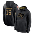 TB.Buccaneers #15 Tez Johnson Player Black Salute to Service Sideline Performance Pullover Hoodies Home Game Ddoa Stitched Jerseys