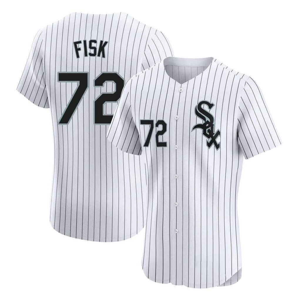 C.White Sox #72 Carlton Fisk Player White Stripe Limited Elite Home Ddoa Stitched Jerseys
