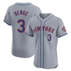 NY.Mets #3 Carson Benge Player Gray Road Limited Elite Home Ddoa Stitched Jerseys