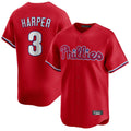 P.Phillies #3 Bryce Harper Player Red Home Limited Ddoa Stitched Jerseys